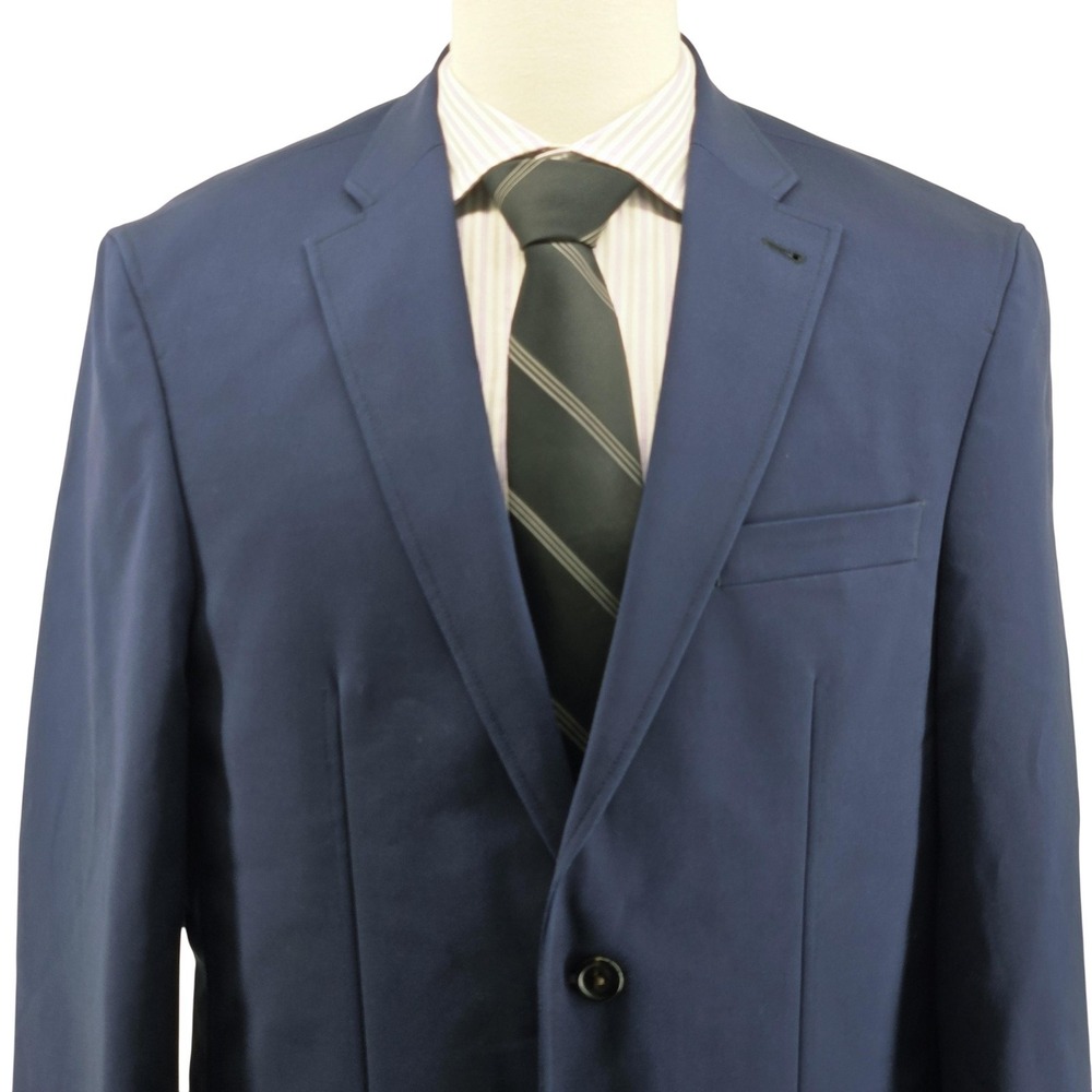 Crosby & Howard Blazer Mens L Blue Slim Stretch‎ Jersey Single-Breasted